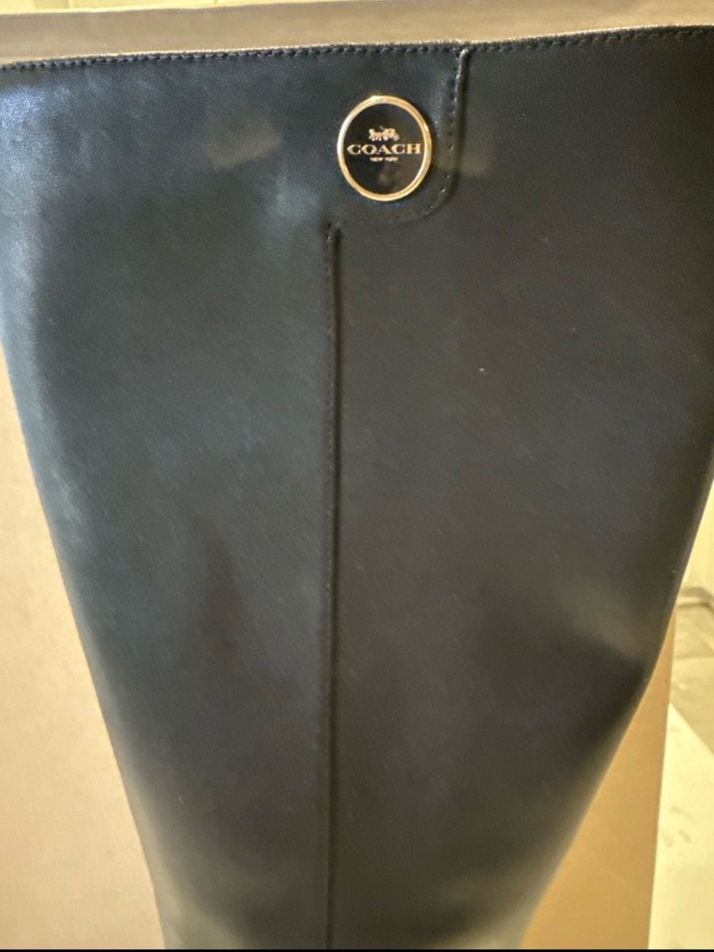 Coach Black Leather Tall Block-Heel Boots - Picture 2 of 13